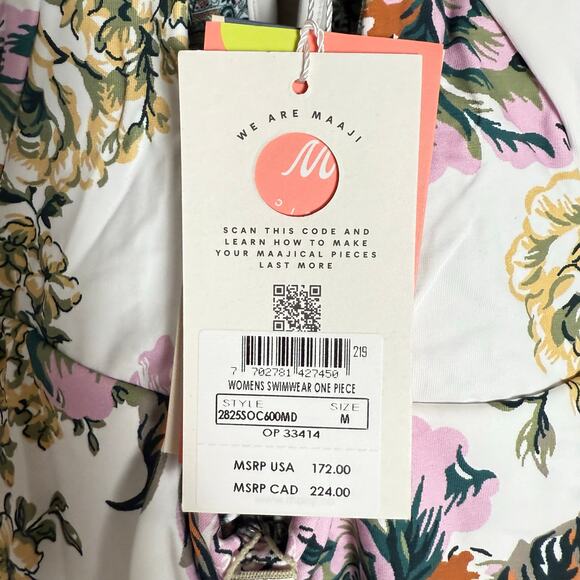 Maaji Jacobean Maia Plunge Floral Paisley Print Reversible One Piece Swimsuit M - Picture 12 of 13